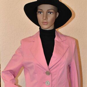 Eugen Klein Single-Breasted, Pinstripe, Cotton, Pink Blazer US 8 - NWOT